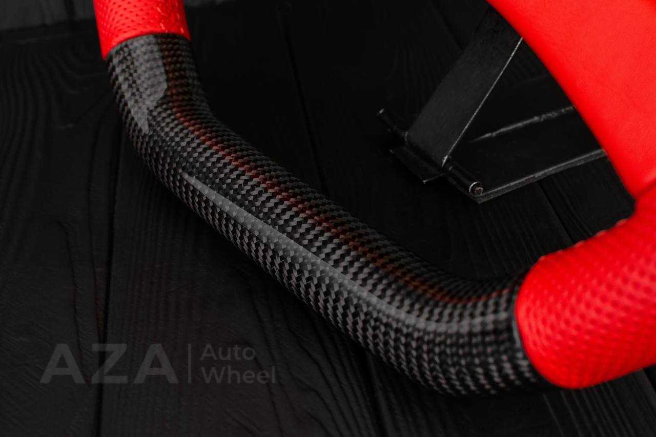 Steering wheel GM, OBS, C/K Silverado, Suburan (1988-1994) Carbon fiber/Perforated leather/Red stripe (can be any color) - Image 6