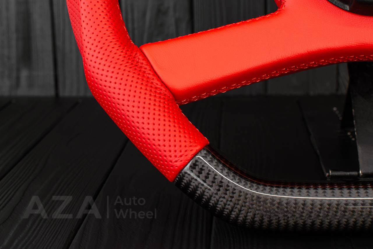 Steering wheel GM, OBS, C/K Silverado, Suburan (1988-1994) Carbon fiber/Perforated leather/Red stripe (can be any color) - Image 7