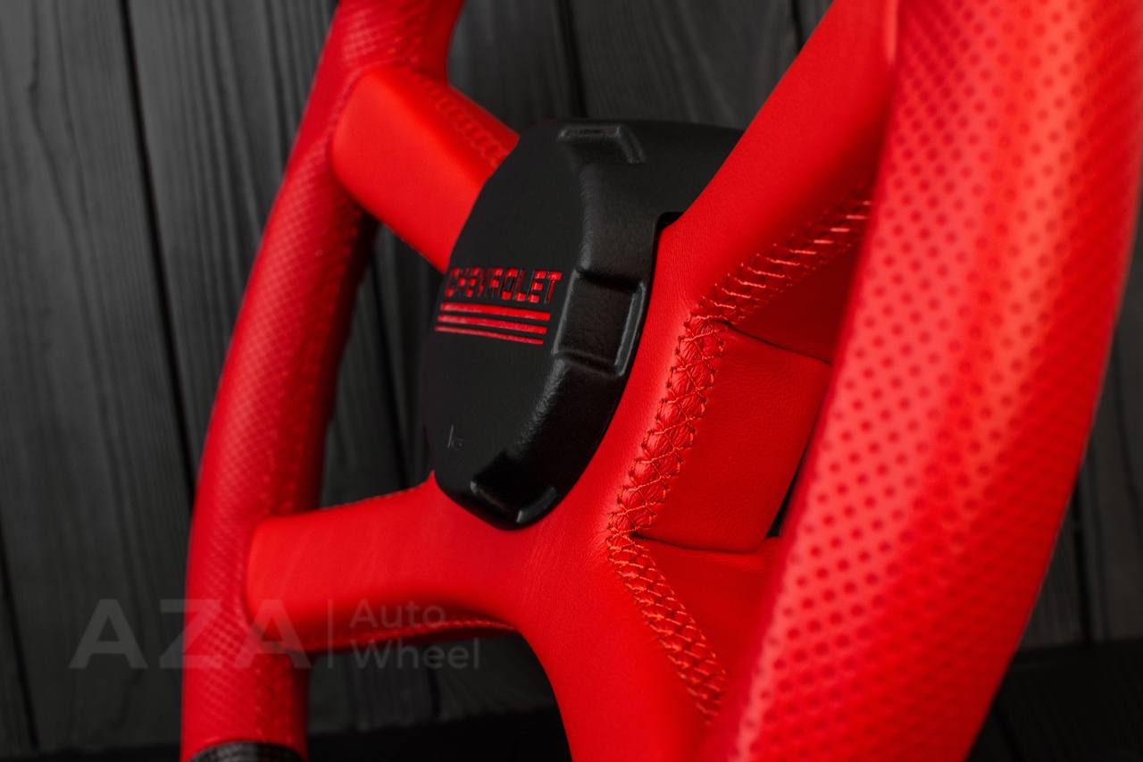Steering wheel GM, OBS, C/K Silverado, Suburan (1988-1994) Carbon fiber/Perforated leather/Red stripe (can be any color) - Image 8