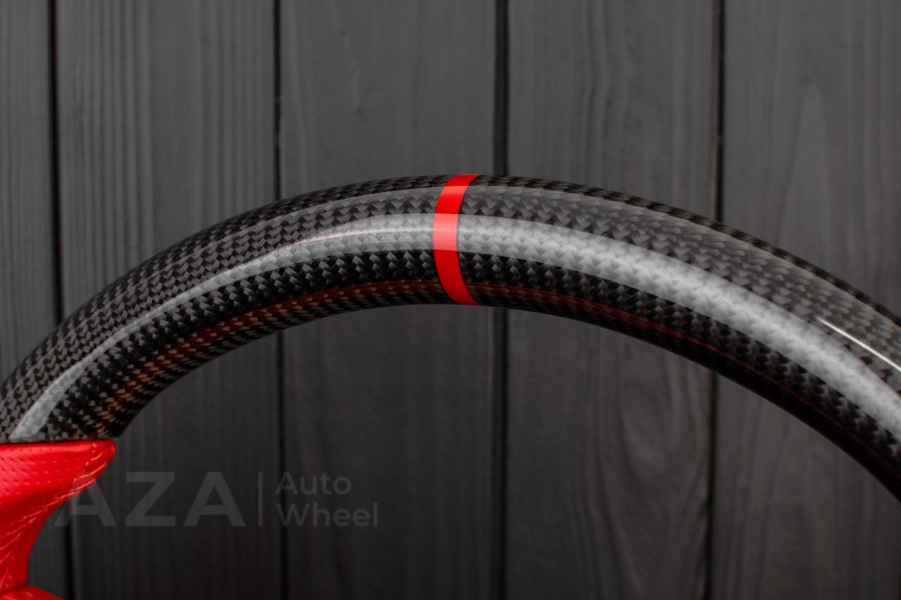 Steering wheel GM, OBS, C/K Silverado, Suburan (1988-1994) Carbon fiber/Perforated leather/Red stripe (can be any color) - Image 10