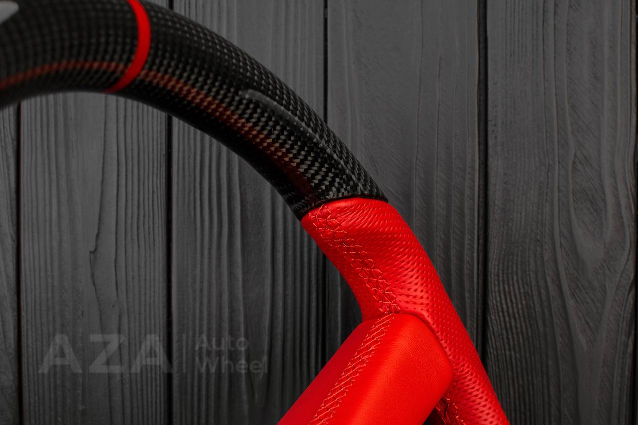 Steering wheel GM, OBS, C/K Silverado, Suburan (1988-1994) Carbon fiber/Perforated leather/Red stripe (can be any color) - Image 13