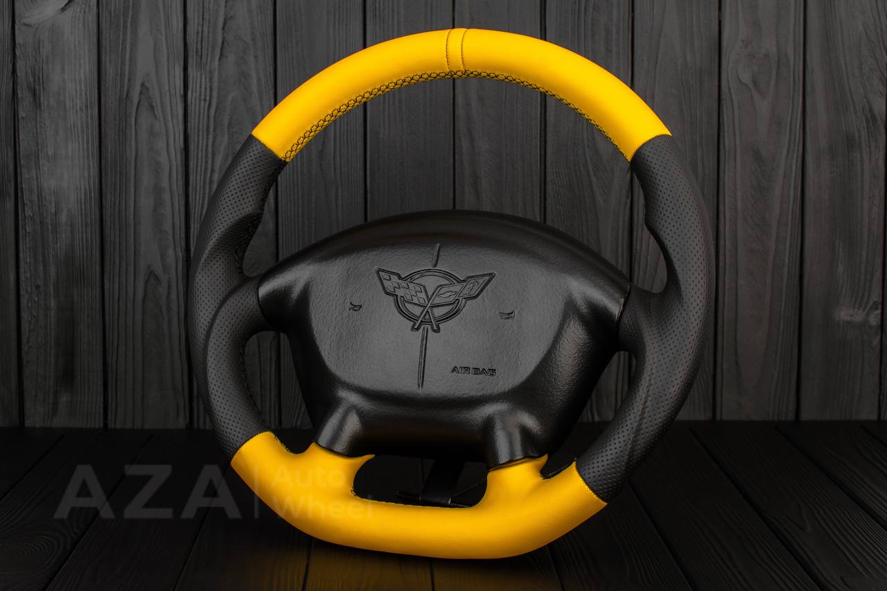 Steering wheel 1997-2004 Corvette C5 Reduced diameter Black/Yellow Napa leather - Image 3