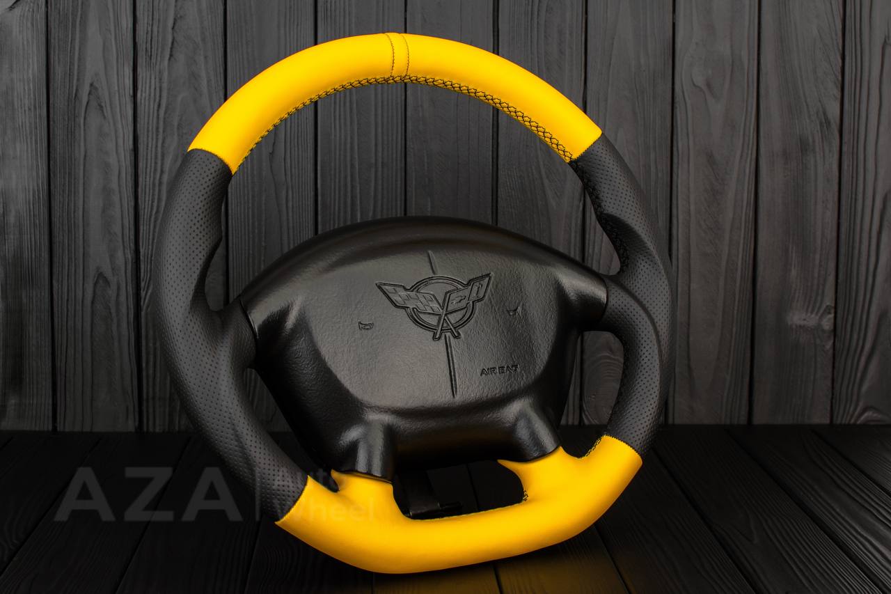Steering wheel 1997-2004 Corvette C5 Reduced diameter Black/Yellow Napa leather - Image 4