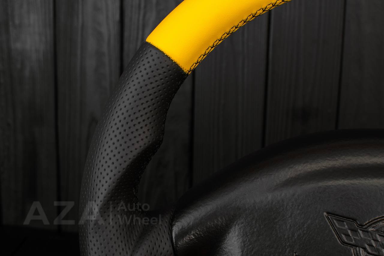 Steering wheel 1997-2004 Corvette C5 Reduced diameter Black/Yellow Napa leather - Image 15