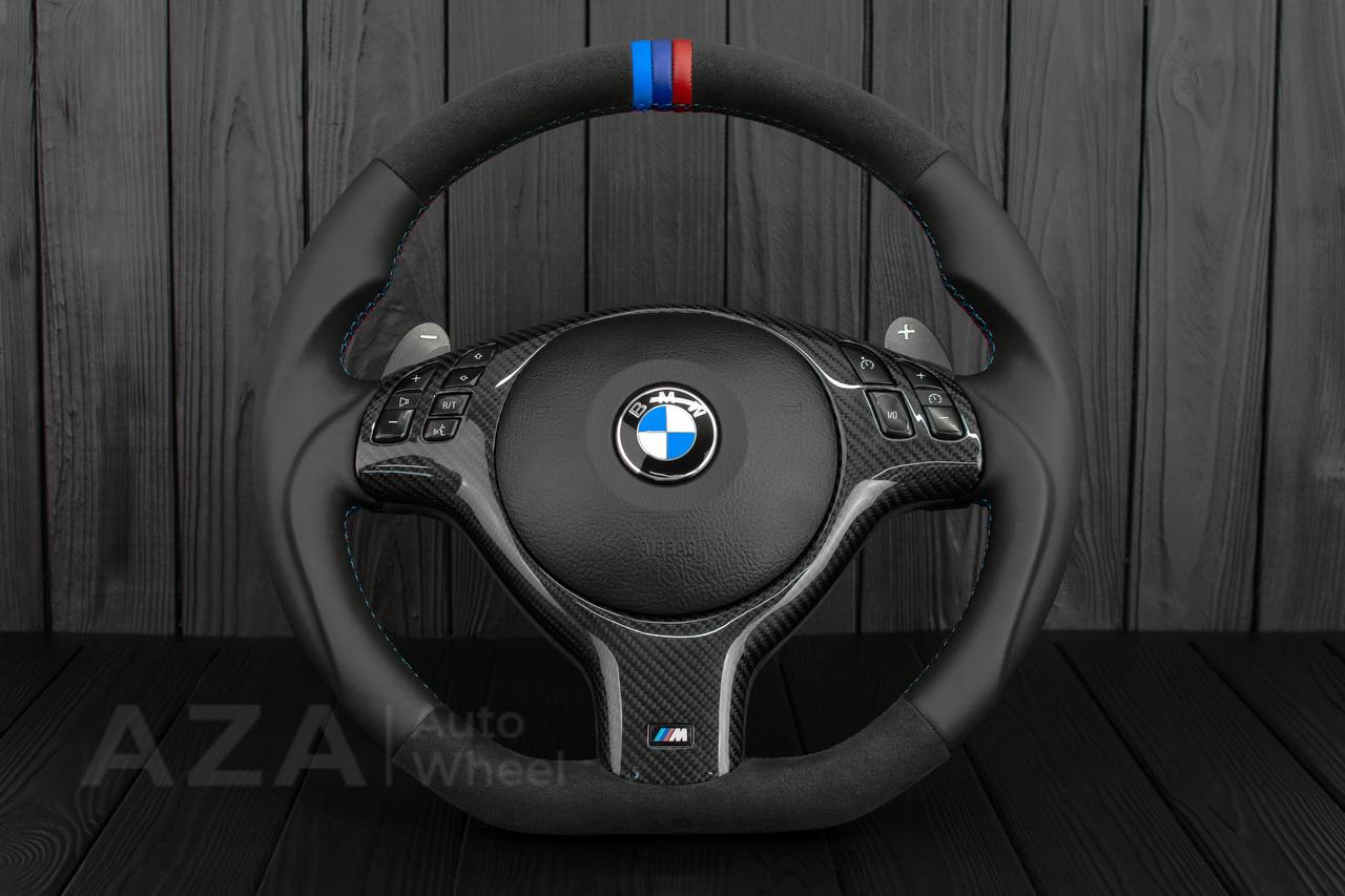 Steering wheel BMW E46 SMG Flat bottom /Carbon fiber trim/Alcantara+ Napa