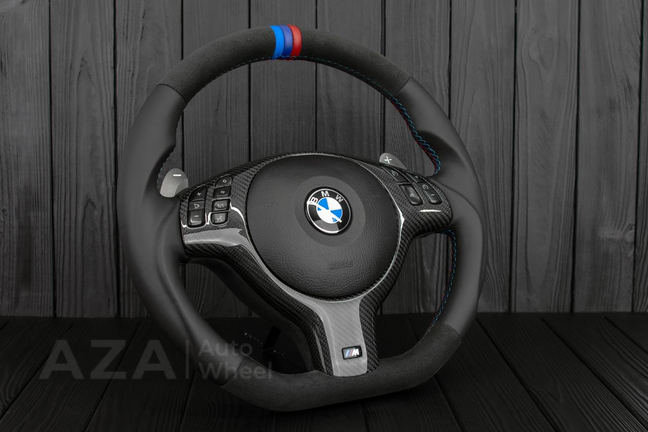 Steering wheel BMW E46 SMG Flat bottom /Carbon fiber trim/Alcantara+ Napa - Image 4