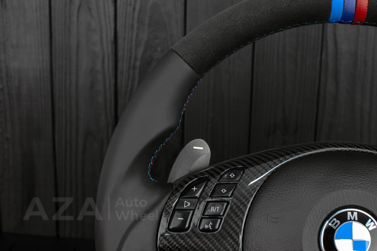 Steering wheel BMW E46 SMG Flat bottom /Carbon fiber trim/Alcantara+ Napa - Image 5