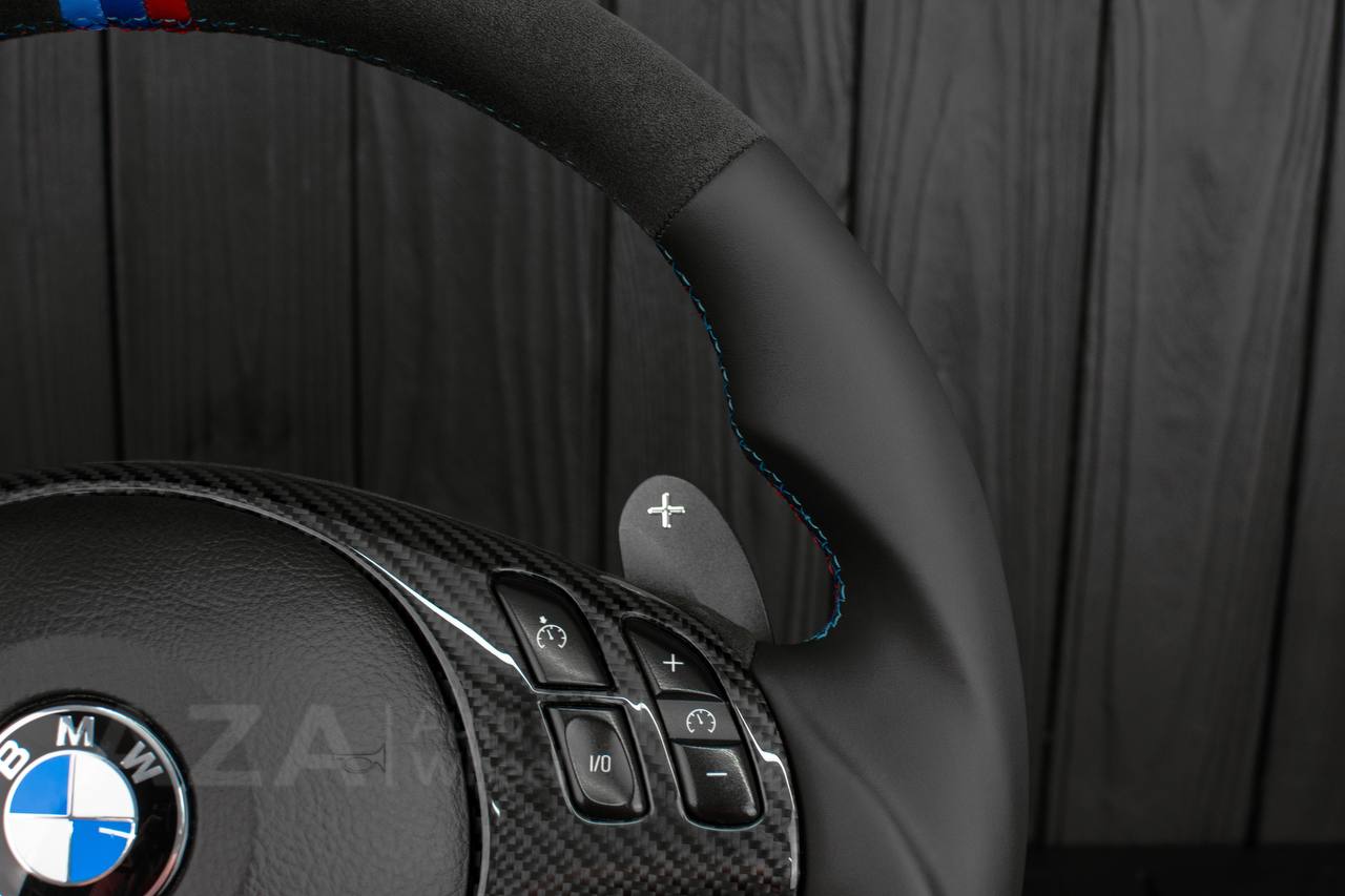 Steering wheel BMW E46 SMG Flat bottom /Carbon fiber trim/Alcantara+ Napa - Image 6