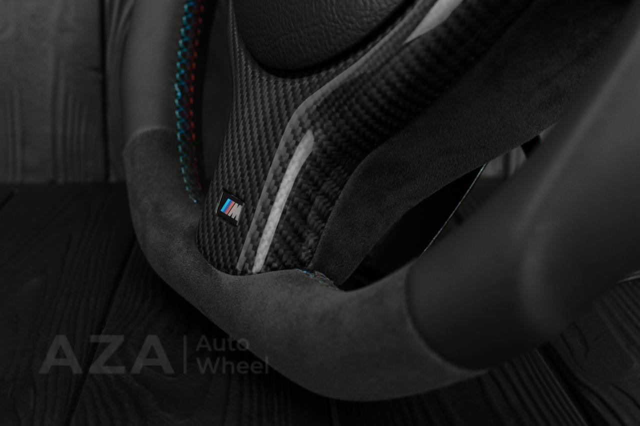 Steering wheel BMW E46 SMG Flat bottom /Carbon fiber trim/Alcantara+ Napa - Image 9