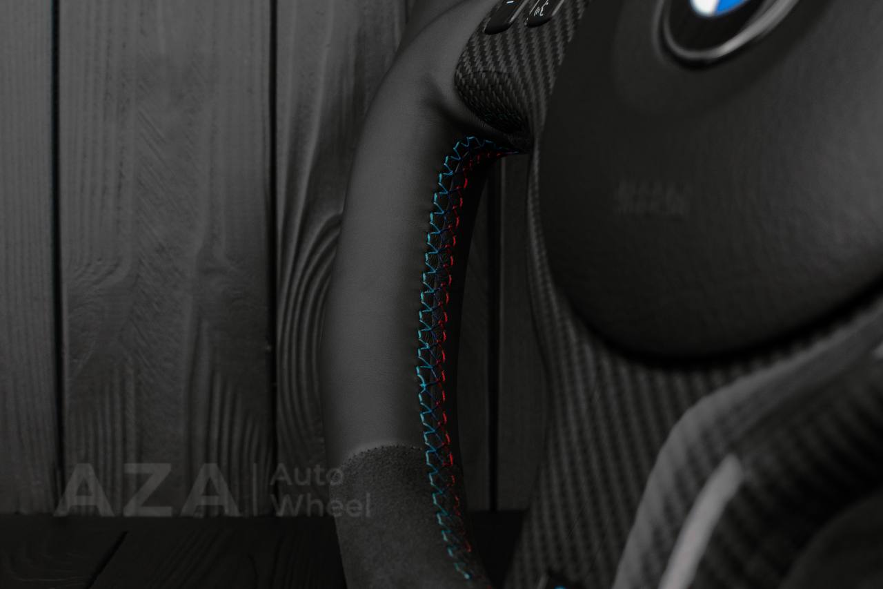 Steering wheel BMW E46 SMG Flat bottom /Carbon fiber trim/Alcantara+ Napa - Image 10