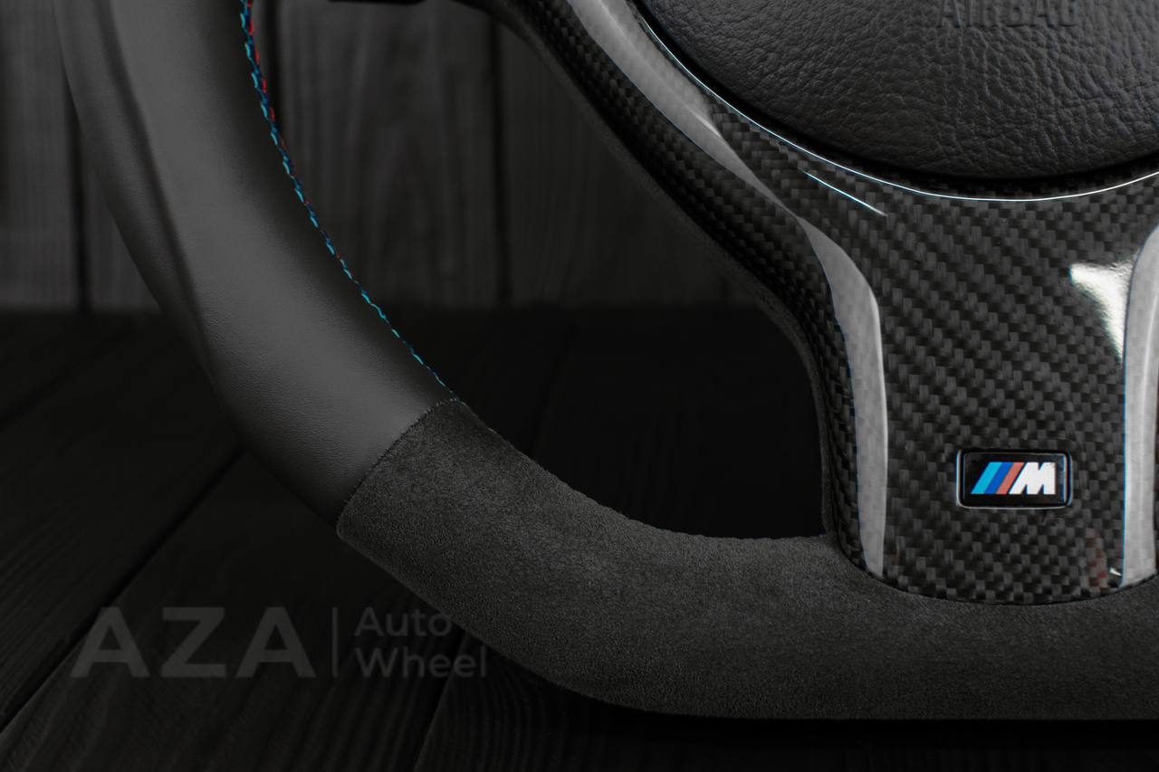 Steering wheel BMW E46 SMG Flat bottom /Carbon fiber trim/Alcantara+ Napa - Image 14