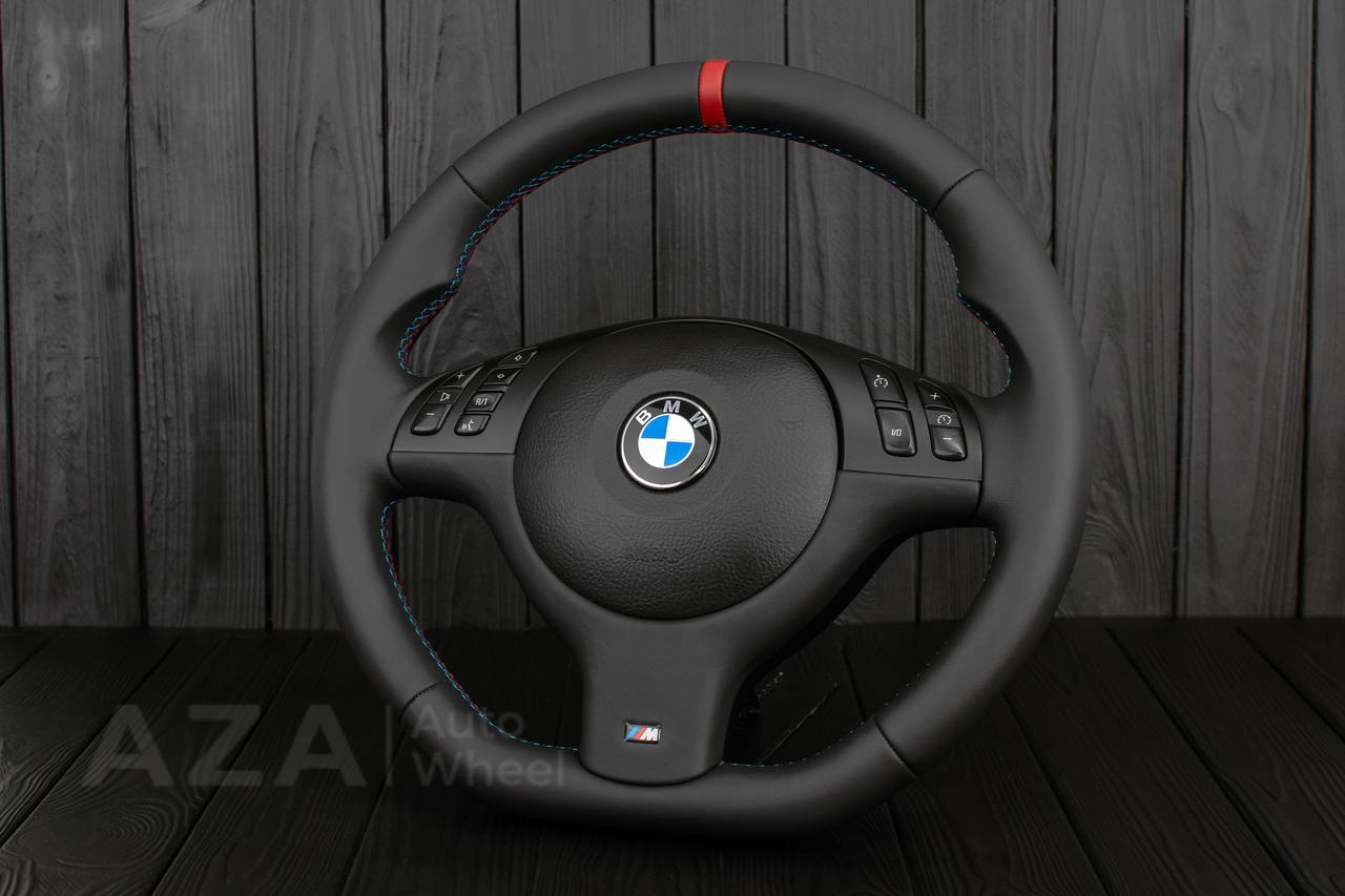 Steering wheel BMW E46/E39 Smooth Napa leather/Red stripe - Image 3