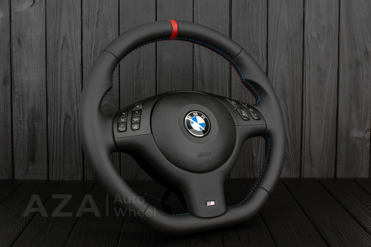 Steering wheel BMW E46/E39 Smooth Napa leather/Red stripe - Image 4