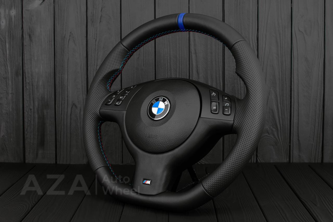 Steering wheel BMW E46/E39 Smooth Napa leather/Perforated/Blue stripe - Image 2