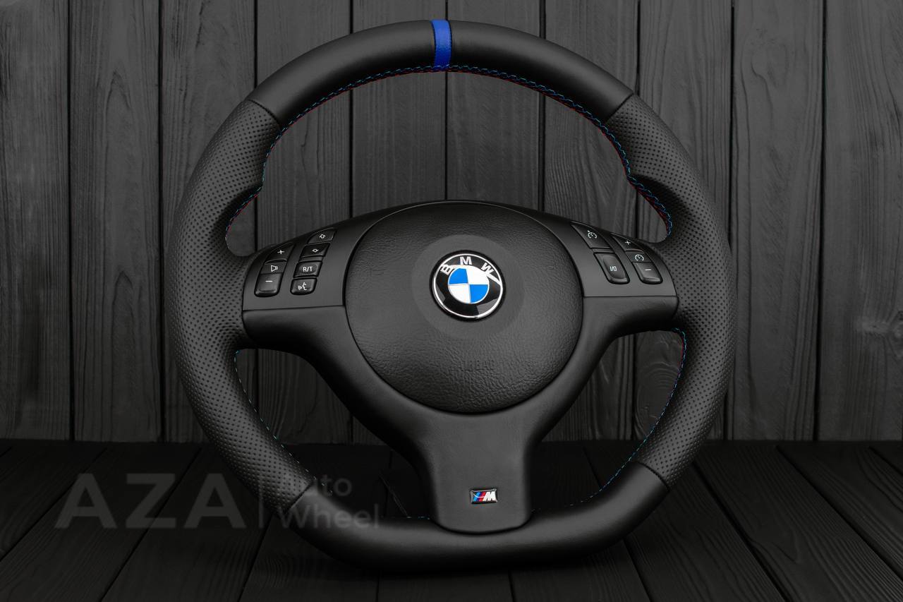 Steering wheel BMW E46/E39 Smooth Napa leather/Perforated/Blue stripe - Image 4