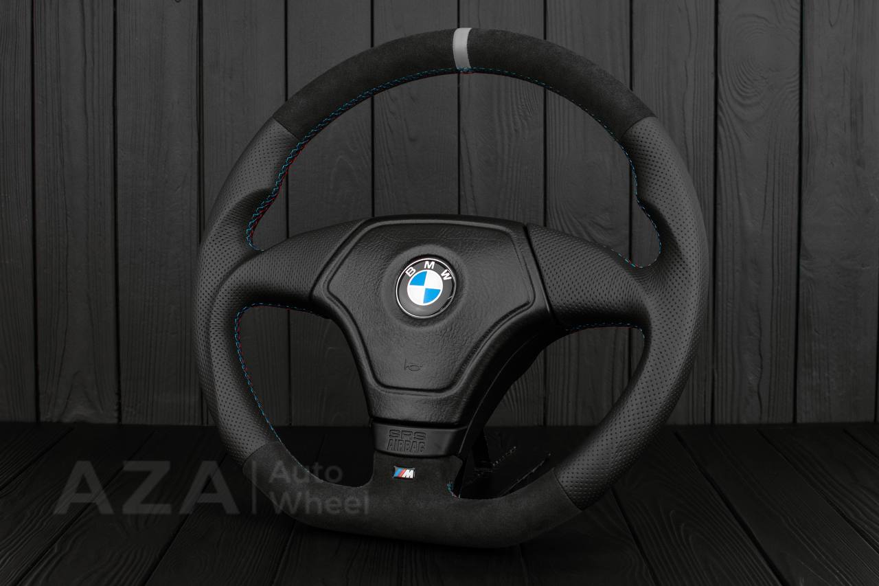 Steering wheel BMW E36 Euro Alcantara/Perforated leather/Gray stripe