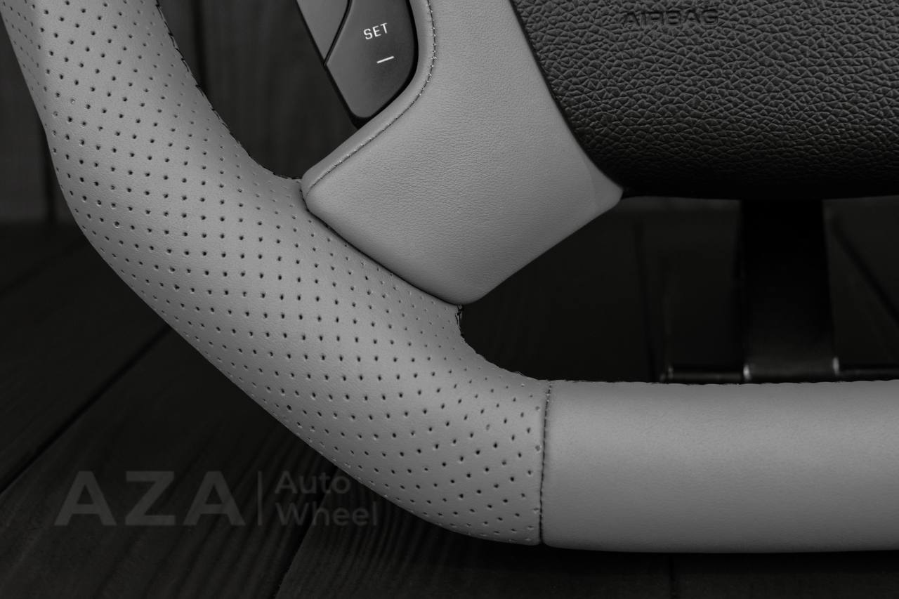 Steering wheel GM SILVERADO, SIERRA, ESCALADE, 2007-2014 Gray smooth/Perforated leather/Black stripe - Image 5