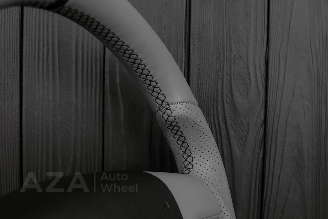 Steering wheel GM SILVERADO, SIERRA, ESCALADE, 2007-2014 Gray smooth/Perforated leather/Black stripe - Image 7