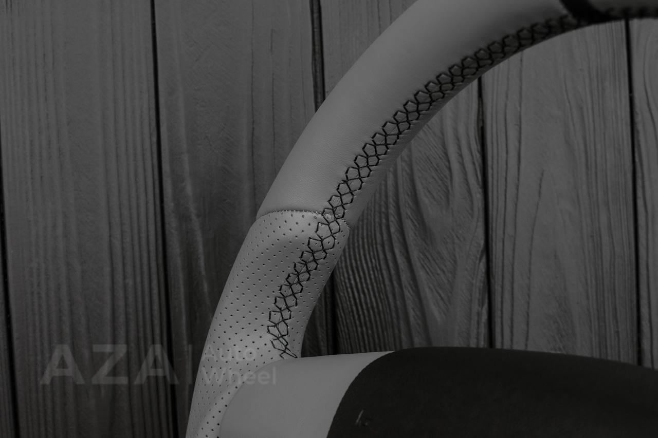 Steering wheel GM SILVERADO, SIERRA, ESCALADE, 2007-2014 Gray smooth/Perforated leather/Black stripe - Image 8