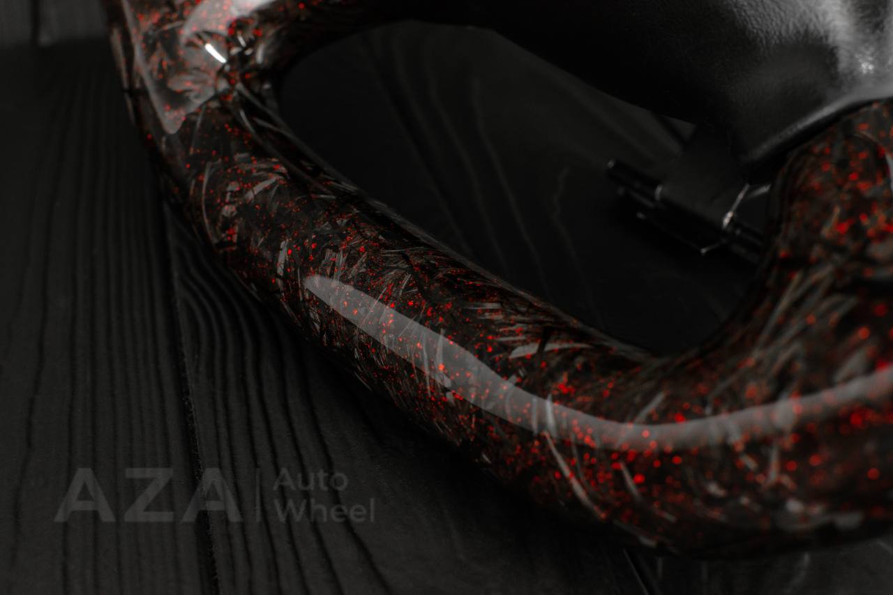 Steering wheel GM Silverado, Sierra, Escalade, Yukon, S10, Blazer, Tahoe, Suburban (1998-2002) Forged Carbon fiber/Alcantara/Red flakes - Image 7