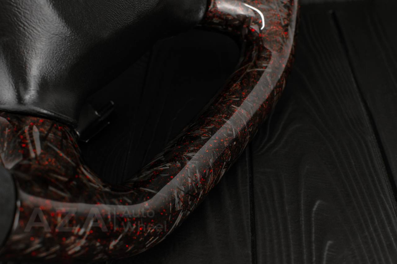 Steering wheel GM Silverado, Sierra, Escalade, Yukon, S10, Blazer, Tahoe, Suburban (1998-2002) Forged Carbon fiber/Alcantara/Red flakes - Image 9