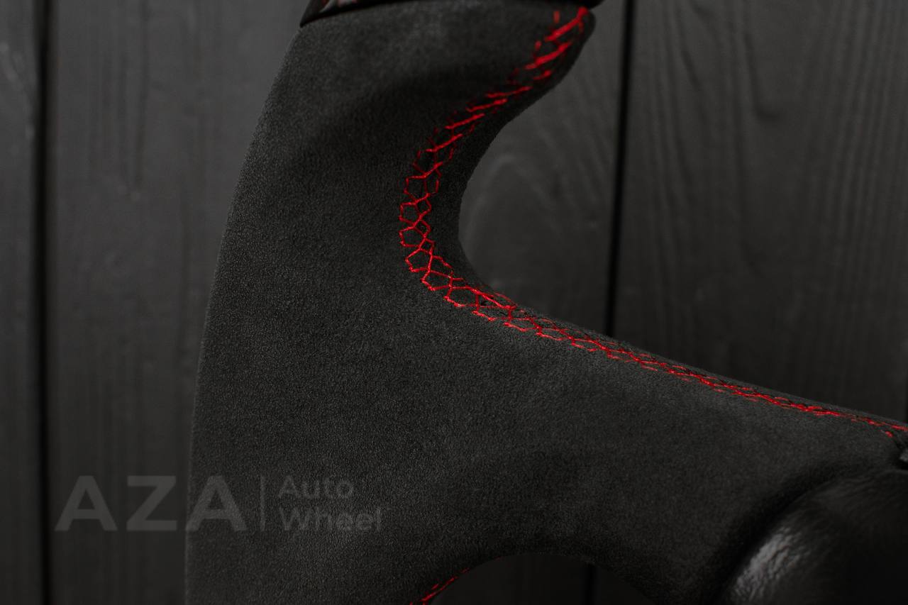 Steering wheel GM Silverado, Sierra, Escalade, Yukon, S10, Blazer, Tahoe, Suburban (1998-2002) Forged Carbon fiber/Alcantara/Red flakes - Image 12