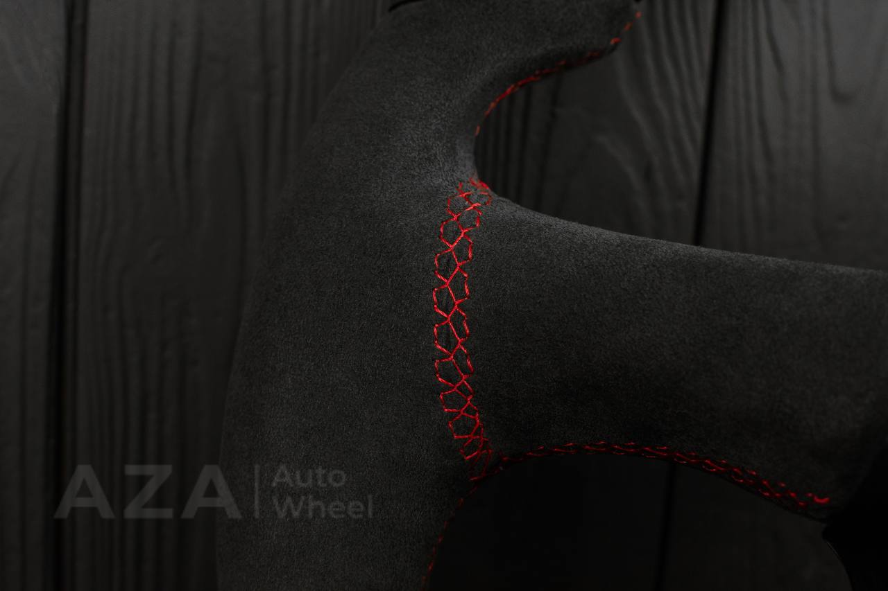 Steering wheel GM Silverado, Sierra, Escalade, Yukon, S10, Blazer, Tahoe, Suburban (1998-2002) Forged Carbon fiber/Alcantara/Red flakes - Image 14