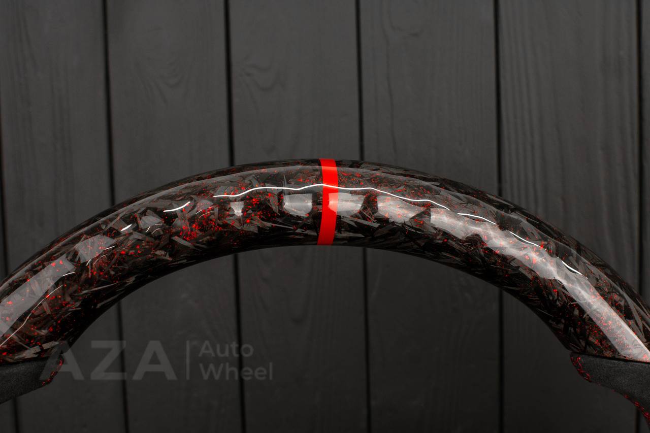 Steering wheel GM Silverado, Sierra, Escalade, Yukon, S10, Blazer, Tahoe, Suburban (1998-2002) Forged Carbon fiber/Alcantara/Red flakes - Image 16
