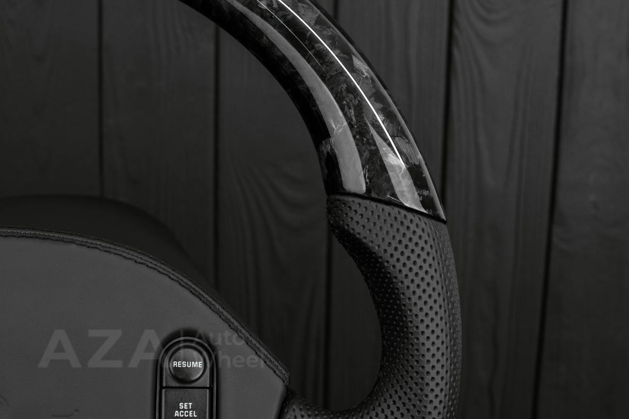 Steering wheel Ford F150 Lightning /F250/F350/Bronco 1992-1996 Custom Flat bottom Forged Carbon/Perforated leather - Image 5