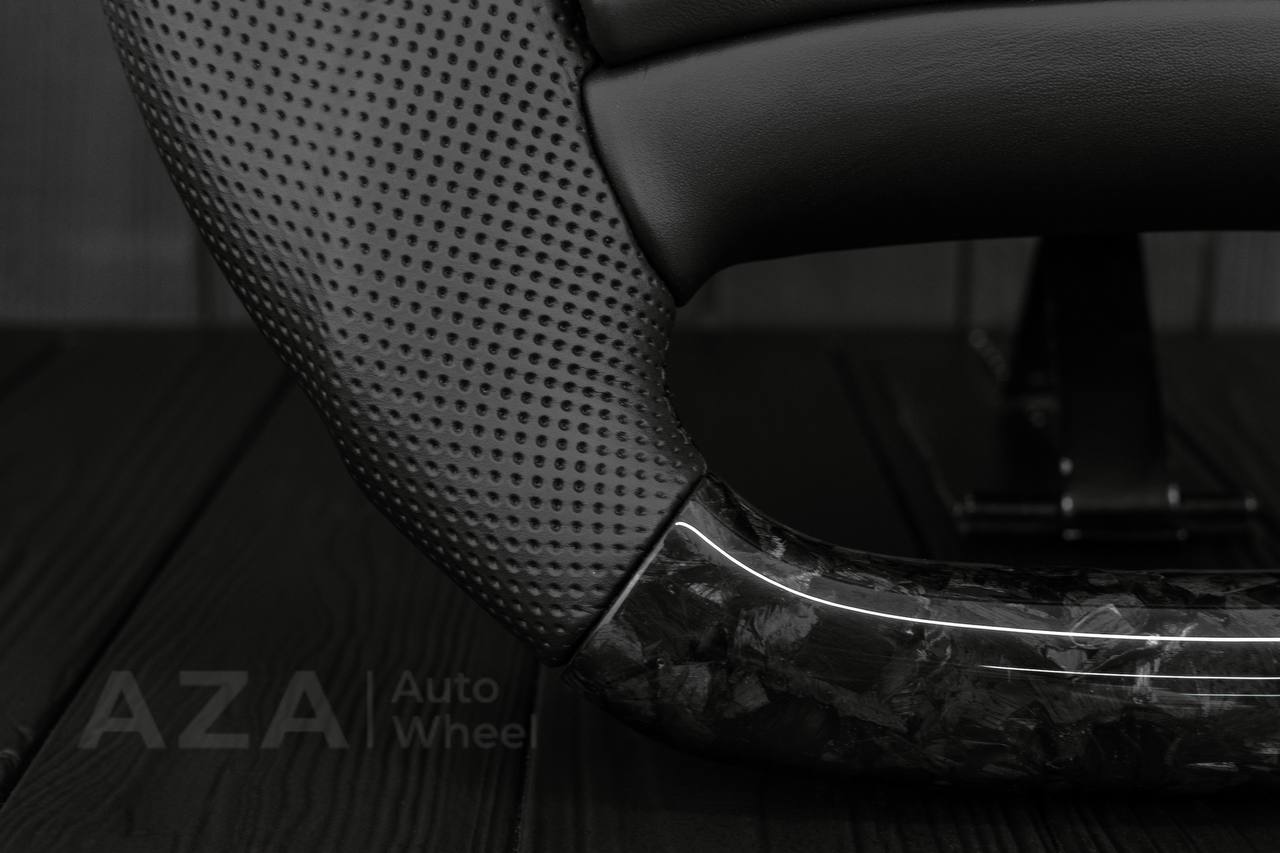 Steering wheel Ford F150 Lightning /F250/F350/Bronco 1992-1996 Custom Flat bottom Forged Carbon/Perforated leather - Image 16