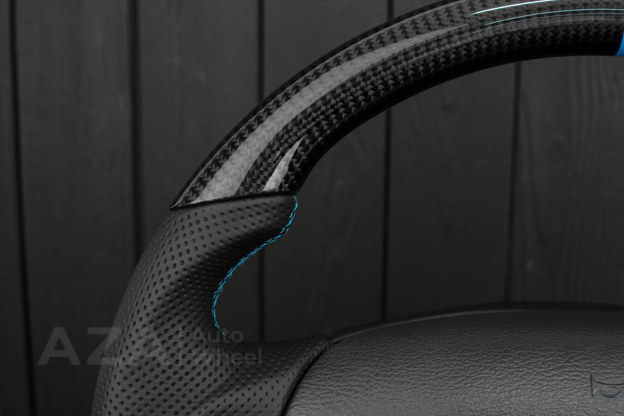 Steering wheel 1994-2004 Ford Mustang GT Cobra Carbon fiber/leather/light blue details/ MACH 1 - Image 5