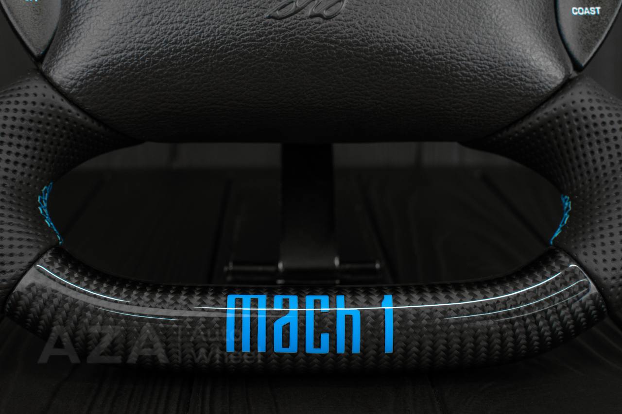Steering wheel 1994-2004 Ford Mustang GT Cobra Carbon fiber/leather/light blue details/ MACH 1 - Image 6