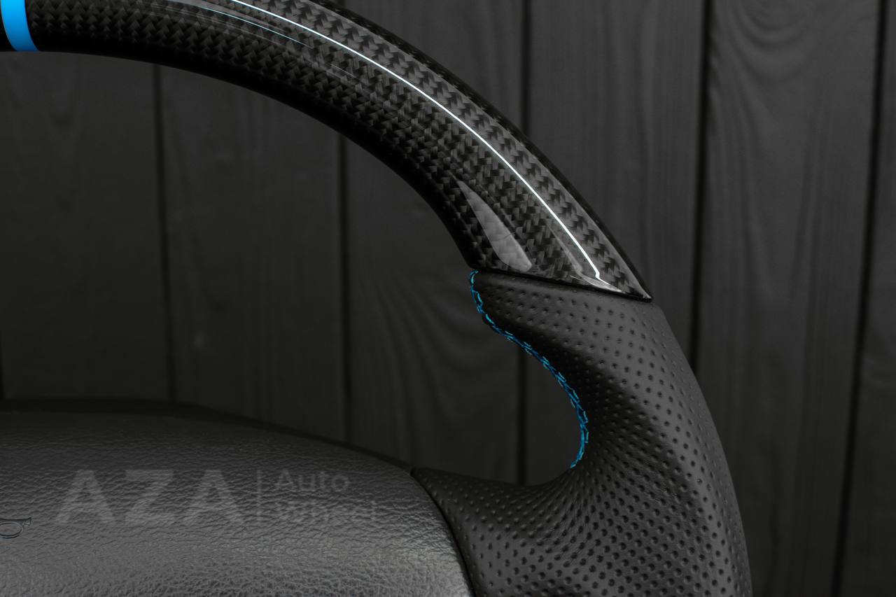 Steering wheel 1994-2004 Ford Mustang GT Cobra Carbon fiber/leather/light blue details/ MACH 1 - Image 7