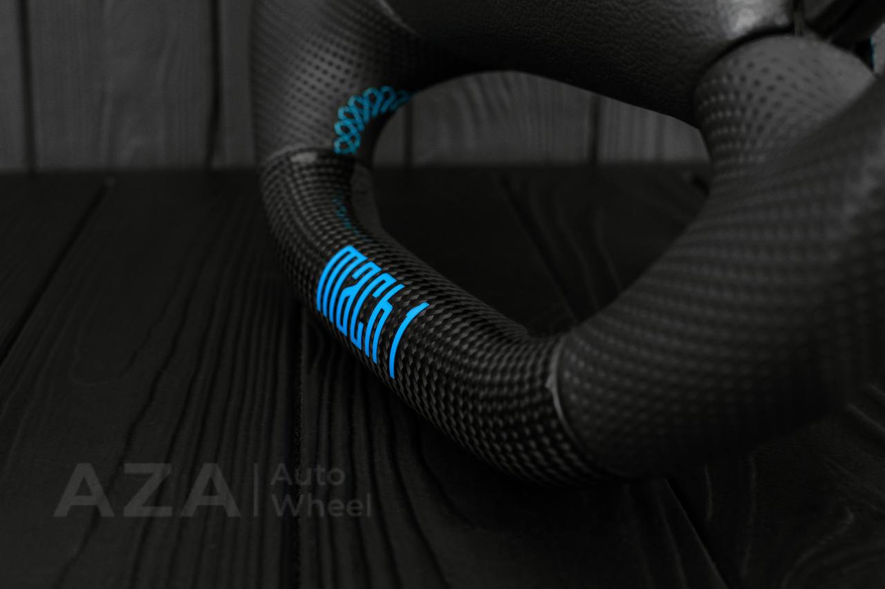 Steering wheel 1994-2004 Ford Mustang GT Cobra Carbon fiber/leather/light blue details/ MACH 1 - Image 8