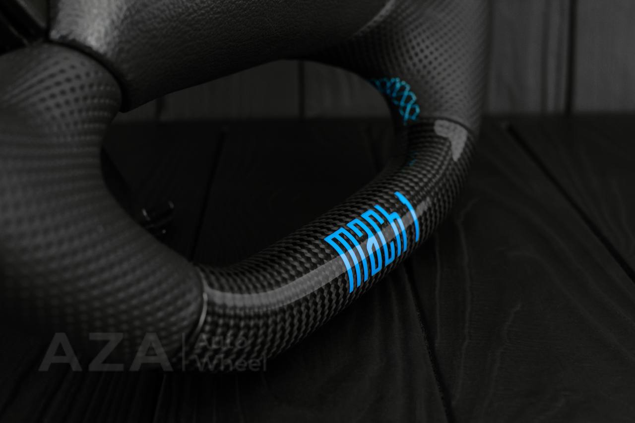 Steering wheel 1994-2004 Ford Mustang GT Cobra Carbon fiber/leather/light blue details/ MACH 1 - Image 9