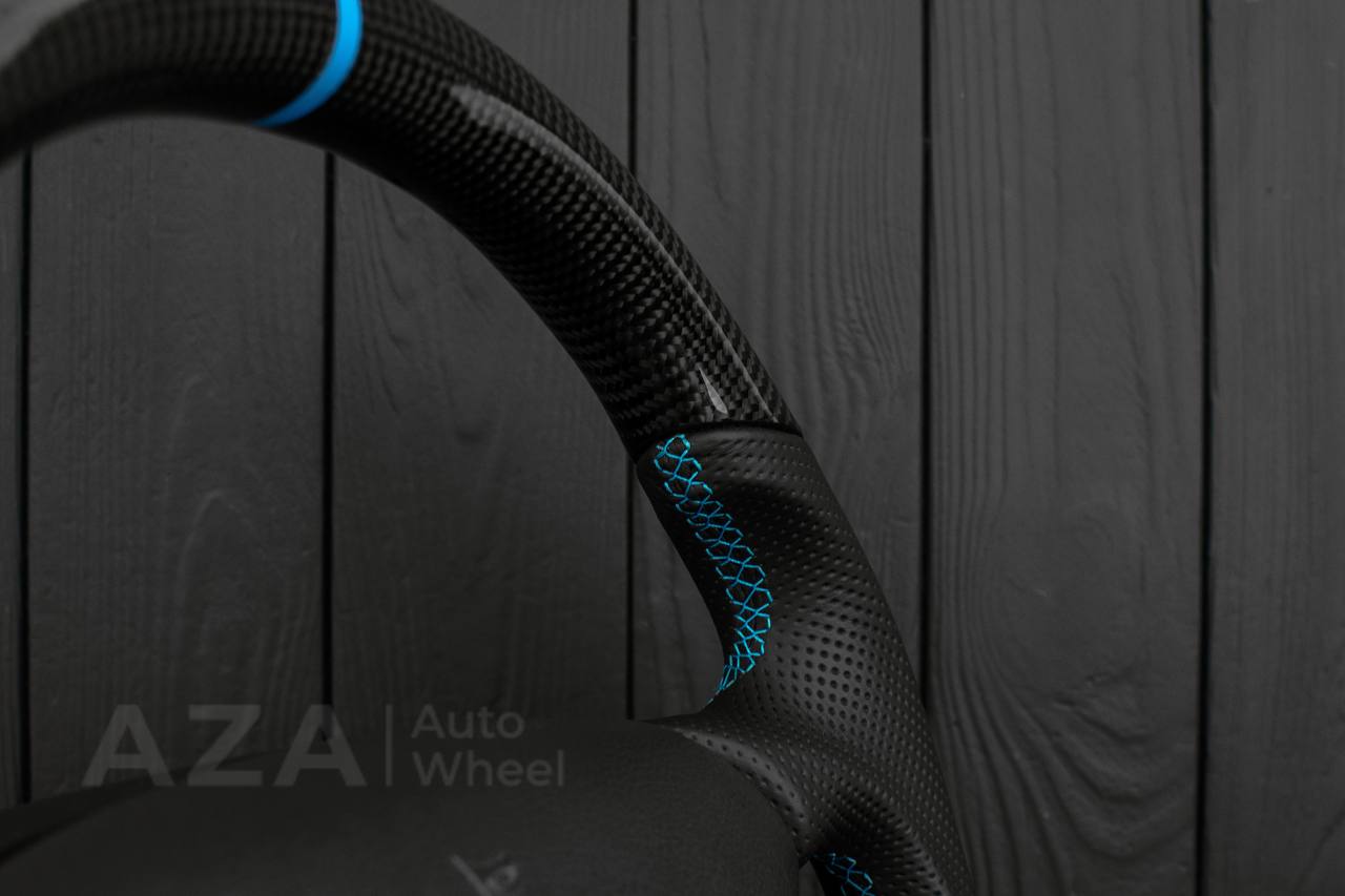 Steering wheel 1994-2004 Ford Mustang GT Cobra Carbon fiber/leather/light blue details/ MACH 1 - Image 10
