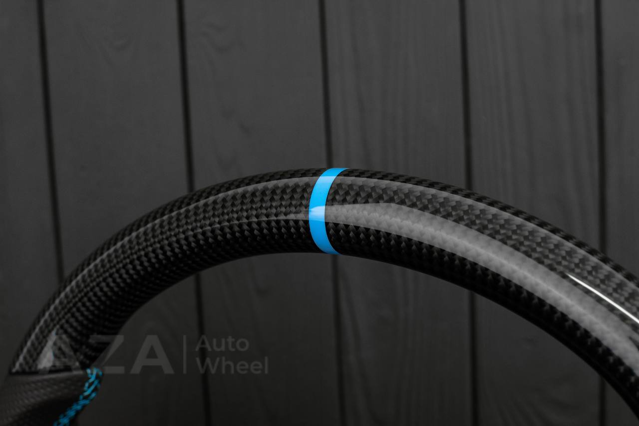 Steering wheel 1994-2004 Ford Mustang GT Cobra Carbon fiber/leather/light blue details/ MACH 1 - Image 11