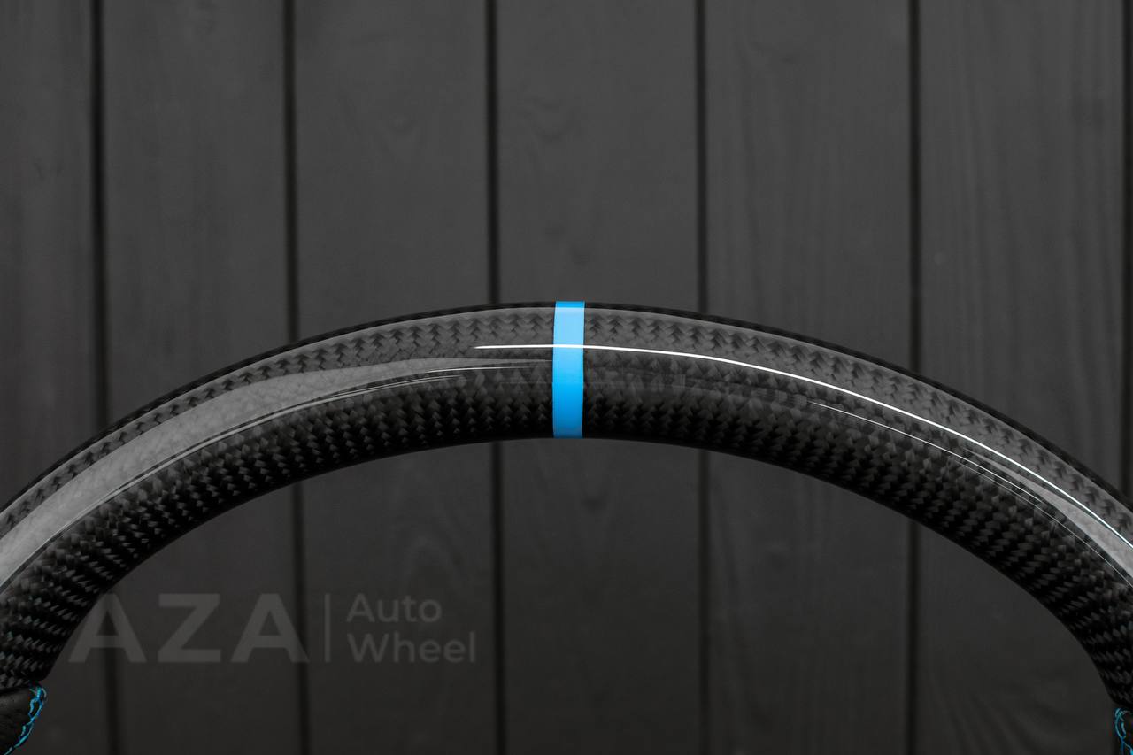 Steering wheel 1994-2004 Ford Mustang GT Cobra Carbon fiber/leather/light blue details/ MACH 1 - Image 15