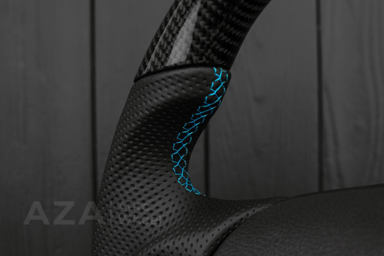 Steering wheel 1994-2004 Ford Mustang GT Cobra Carbon fiber/leather/light blue details/ MACH 1 - Image 17