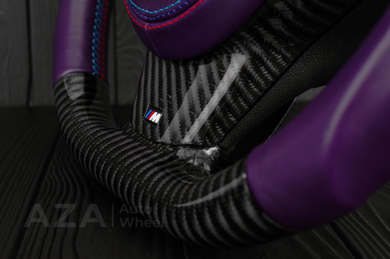 Steering wheel BMW E6X air bag cover/Carbon fiber/Purple leather/Led screen (can be any color) - Image 8