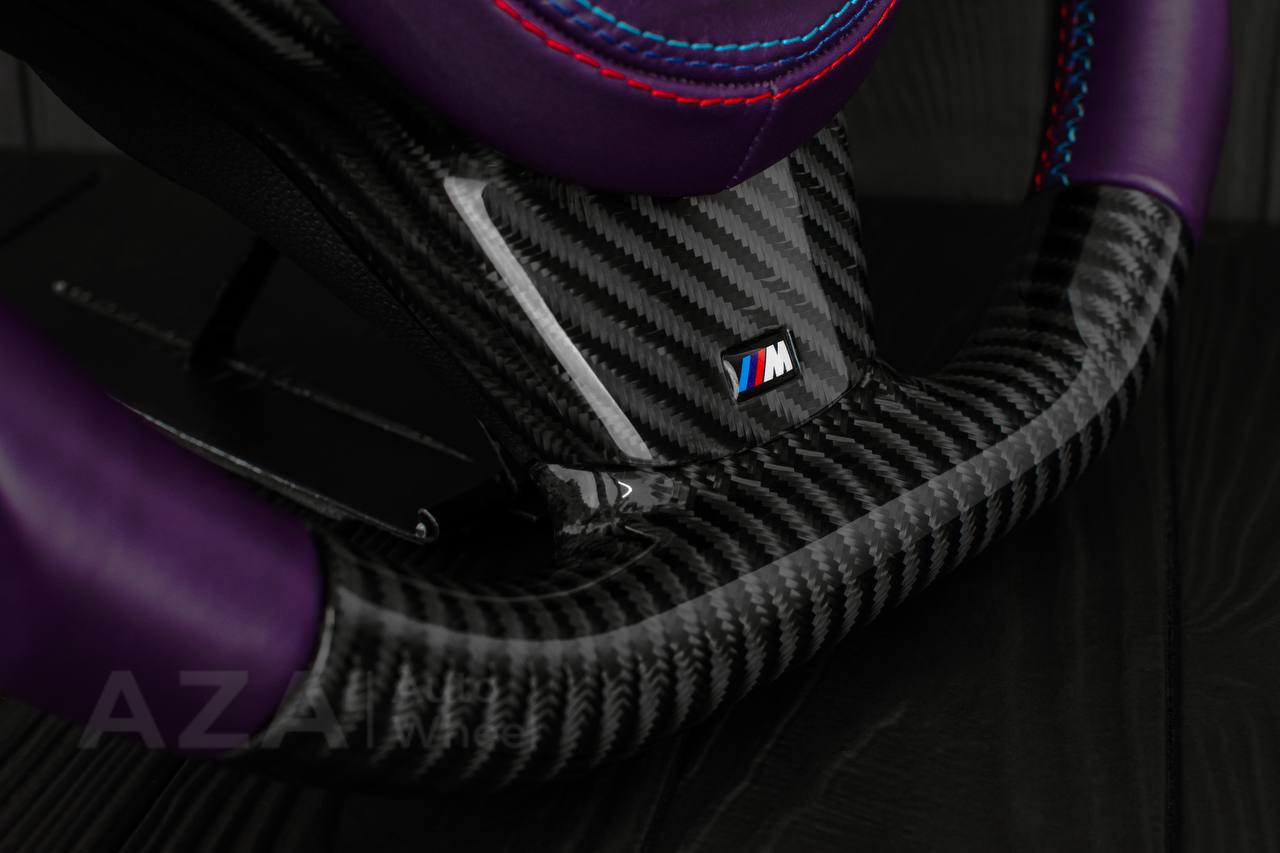 Steering wheel BMW E6X air bag cover/Carbon fiber/Purple leather/Led screen (can be any color) - Image 10