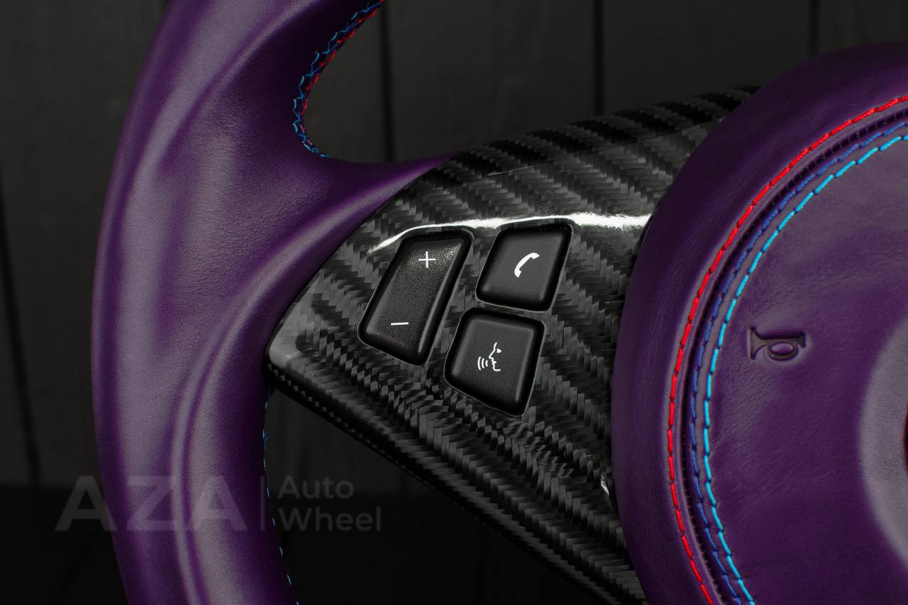 Steering wheel BMW E6X air bag cover/Carbon fiber/Purple leather/Led screen (can be any color) - Image 13