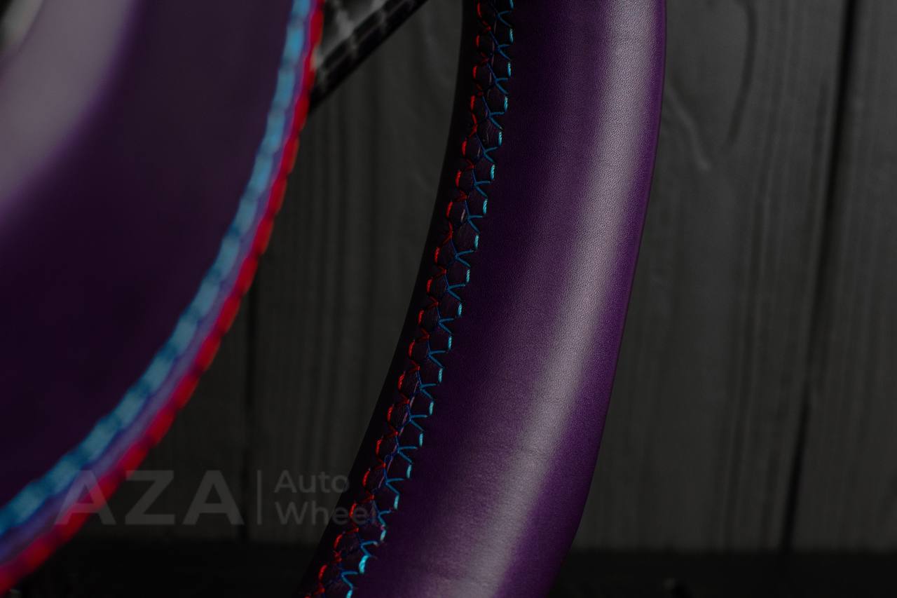 Steering wheel BMW E6X air bag cover/Carbon fiber/Purple leather/Led screen (can be any color) - Image 16