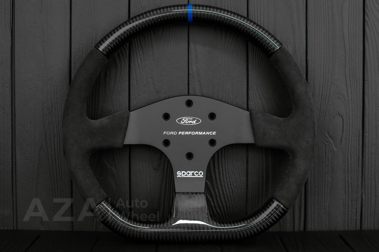 Ford Performance Off-Road Steering Wheel Real carbon fiber/Alcantara/Light blue details (can be any color)