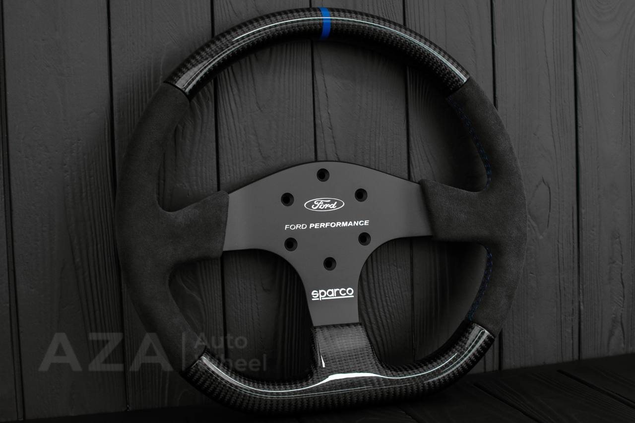 Ford Performance Off-Road Steering Wheel Real carbon fiber/Alcantara/Light blue details (can be any color) - Image 3