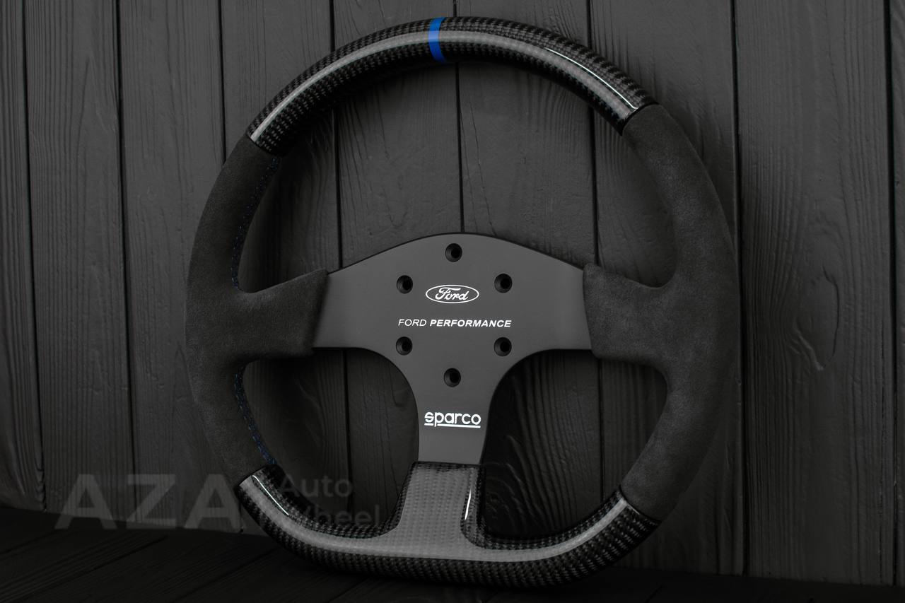 Ford Performance Off-Road Steering Wheel Real carbon fiber/Alcantara/Light blue details (can be any color) - Image 4