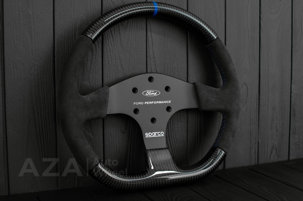 Ford Performance Off-Road Steering Wheel Real carbon fiber/Alcantara/Light blue details (can be any color) - Image 5