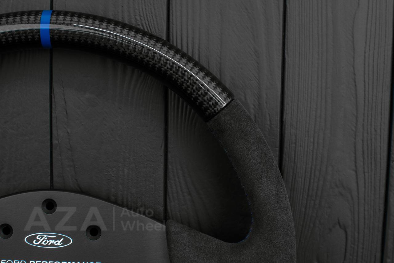 Ford Performance Off-Road Steering Wheel Real carbon fiber/Alcantara/Light blue details (can be any color) - Image 8