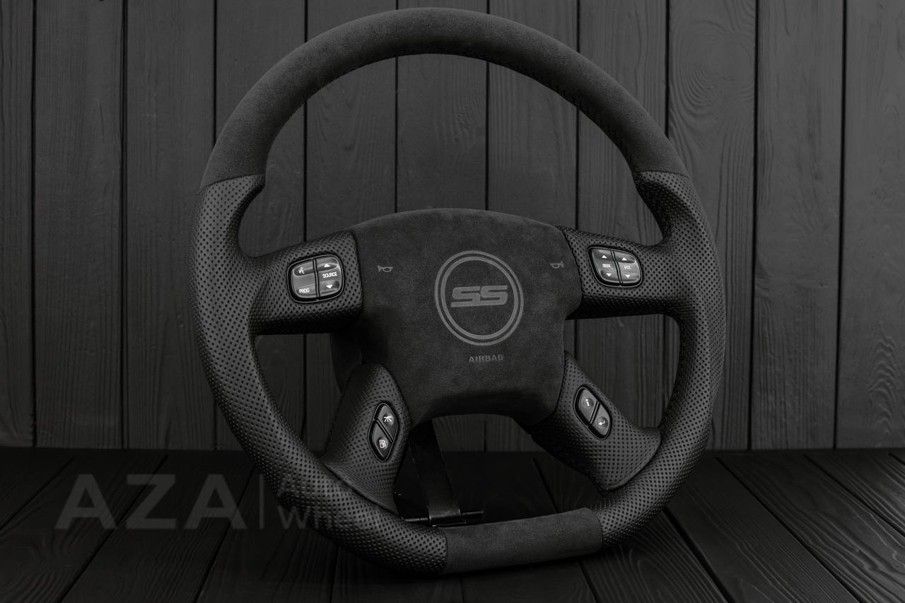 Steering wheel GM, Silverado, Sierra, Yukon, H2, Trailblazer (2003+) Alcantara/Leather/SS cover - Image 3