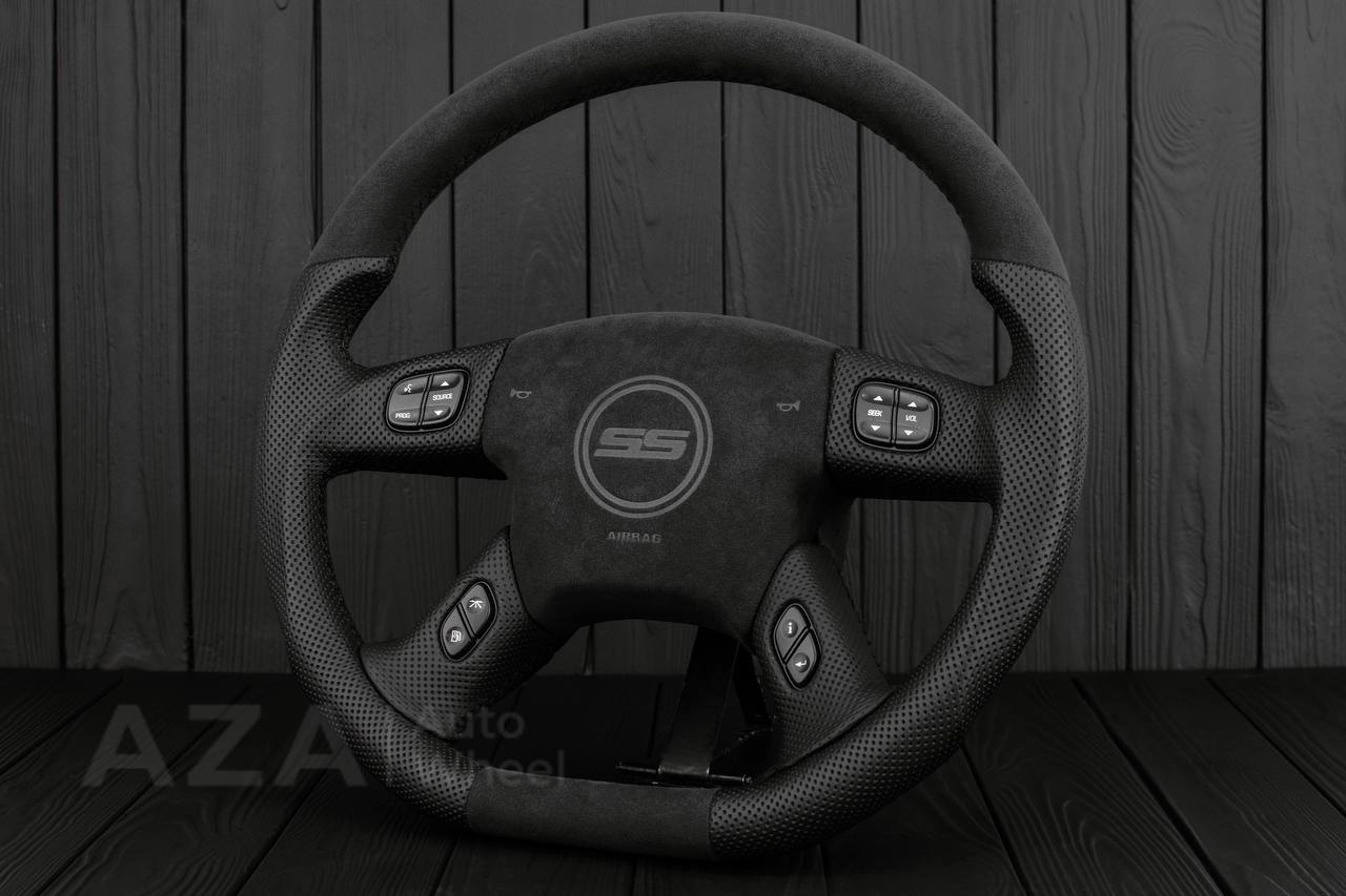 Steering wheel GM, Silverado, Sierra, Yukon, H2, Trailblazer (2003+) Alcantara/Leather/SS cover - Image 4